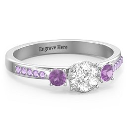 Trinity Cluster Ring with Birthstones and Accents