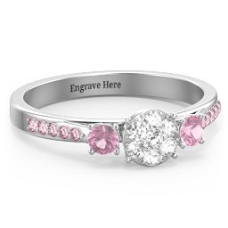 Trinity Cluster Ring with Birthstones and Accents