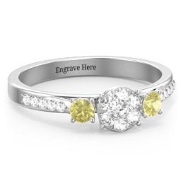 Trinity Cluster Ring with Birthstones and Accents