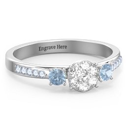 Trinity Cluster Ring with Birthstones and Accents