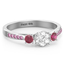 Trinity Cluster Ring with Birthstones and Accents
