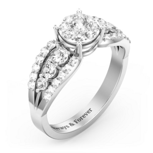 Andromeda Round Cluster Ring – Sterling Silver with Lab Diamond, Cubic Zirconia, and White Premium Zirconia