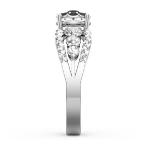 Andromeda Round Cluster Ring – Sterling Silver with Black Premium Zirconia, Cubic Zirconia, and White Premium Zirconia