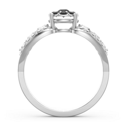 Andromeda Round Cluster Ring – Sterling Silver with Black Premium Zirconia, Cubic Zirconia, and White Premium Zirconia