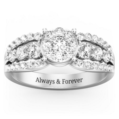 Andromeda Round Cluster Ring – Sterling Silver with Lab Diamond, Cubic Zirconia, and White Premium Zirconia