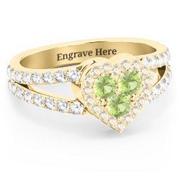 Written in the Stars Heart Cluster Ring in 18K Gold Plated Silver with Peridot, Fancy Yellow Premium Zirconia, and White Premium Zirconia