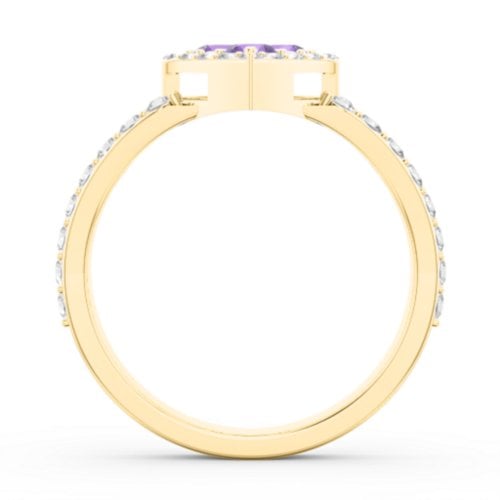 Written in the Stars Heart Cluster Ring – 18K Gold Plated Silver with Amethyst and White Premium Zirconia