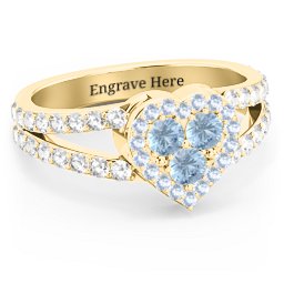 Written in the Stars Heart Cluster Ring in 18K Gold Plated Silver with Blue Topaz, Fancy Blue Premium Zirconia, and White Premium Zirconia
