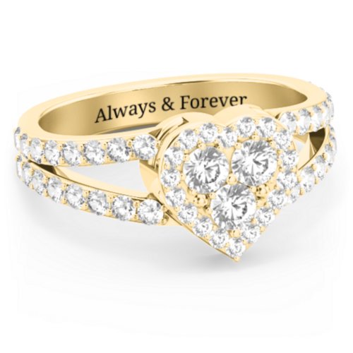 Written in the Stars Heart Cluster Ring – 18K Gold Plated Silver with Cubic Zirconia and White Premium Zirconia