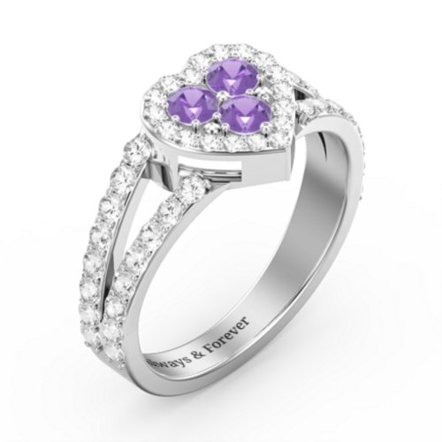Written in the Stars Heart Cluster Ring – 10K White Gold with Amethyst and White Premium Zirconia