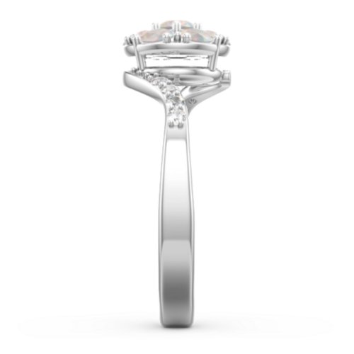 Ariel Round Cluster Ring – Sterling Silver with Opal and White Premium Zirconia