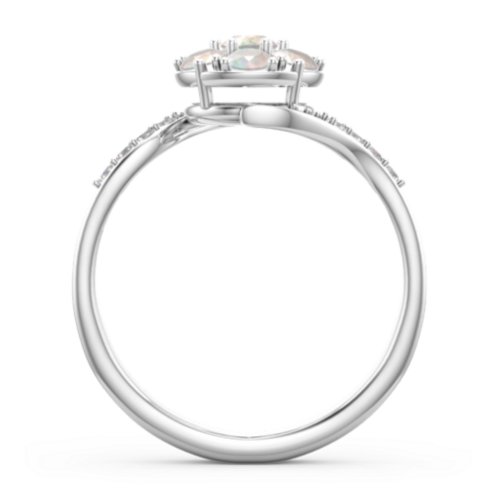 Ariel Round Cluster Ring – Sterling Silver with Opal and White Premium Zirconia