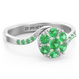 Ariel Round Cluster Ring in 925 Sterling Silver with Emerald and Green Premium Zirconia