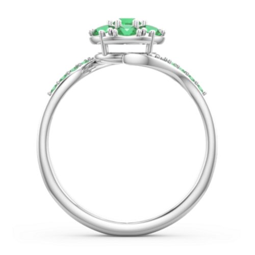 Ariel Round Cluster Ring – Sterling Silver with Emerald and Green Premium Zirconia