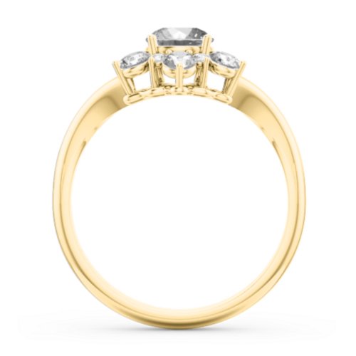 Aurora Round Cluster Ring with Birthstones – 10K Yellow Gold with Cubic Zirconia and White Premium Zirconia