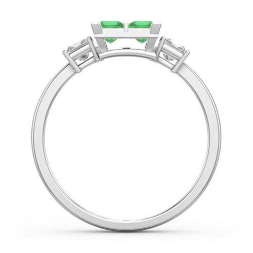 Diana Princess Cut Cluster Ring with Birthstones – Sterling Silver with Emerald and Cubic Zirconia