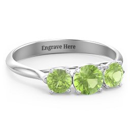 Past Present Future 3-Stone Ring in 925 Sterling Silver with Peridot
