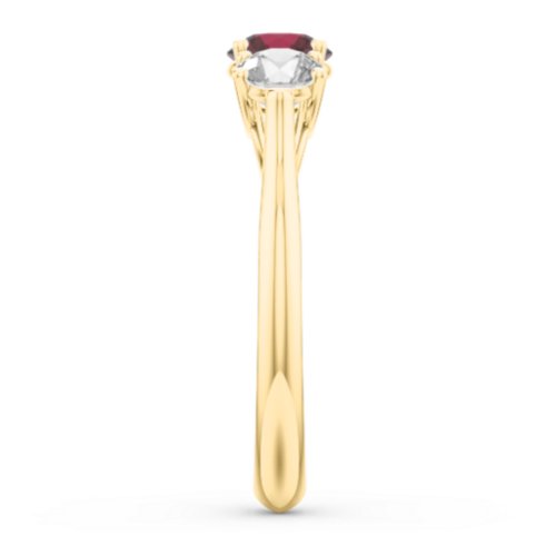 Past Present Future 3-Stone Ring – 14K Yellow Gold with Ruby and Cubic Zirconia