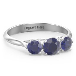Past Present Future 3-Stone Ring in 925 Sterling Silver with Blue Sapphire