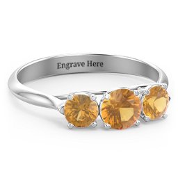 Past Present Future 3-Stone Ring in 925 Sterling Silver with Citrine