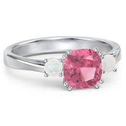 3 Stone Cushion Cut Duchess Ring