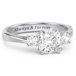 3 Stone Cushion Cut Duchess Ring