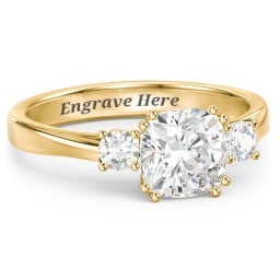 3 Stone Cushion Cut Duchess Ring