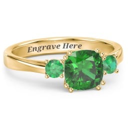 3 Stone Cushion Cut Duchess Ring