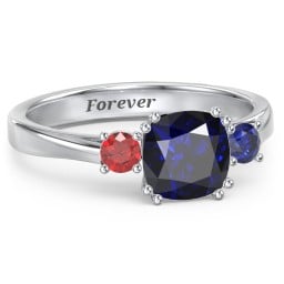 3 Stone Cushion Cut Duchess Ring