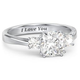 3 Stone Cushion Cut Duchess Ring