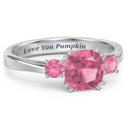 3 Stone Cushion Cut Duchess Ring