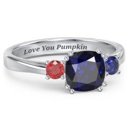 3 Stone Cushion Cut Duchess Ring