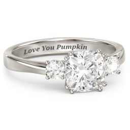 3 Stone Cushion Cut Duchess Ring