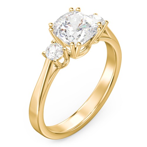 3 Stone Cushion Cut Duchess Ring