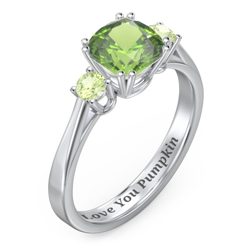 3 Stone Cushion Cut Duchess Ring