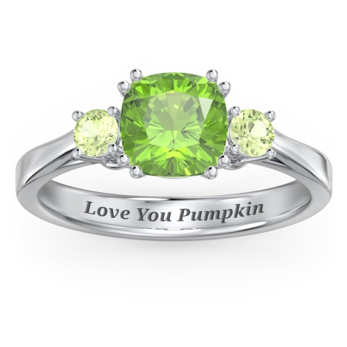 3 Stone Cushion Cut Duchess Ring