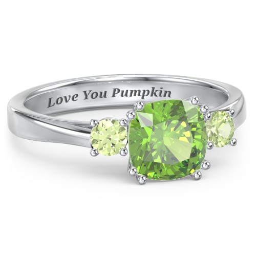 3 Stone Cushion Cut Duchess Ring