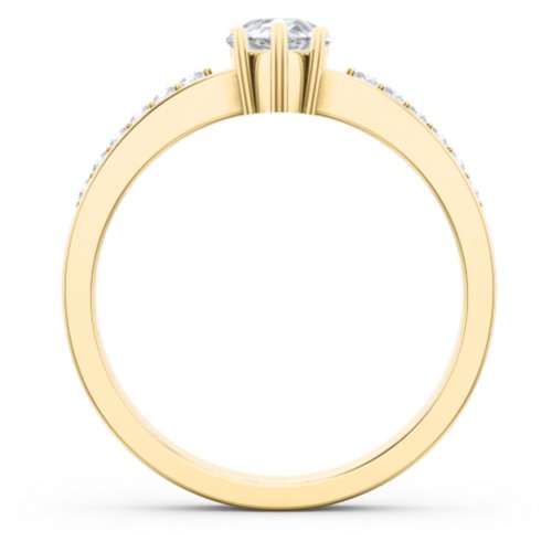 Fancy Pear Shape Ring with Accent band – 14K Yellow Gold with White Premium Zirconia