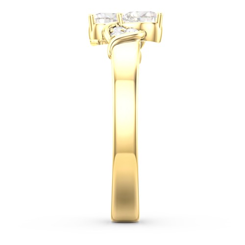 Heart of Hearts with Accent Stones Ring – 10K Yellow Gold with Cubic Zirconia and White Premium Zirconia