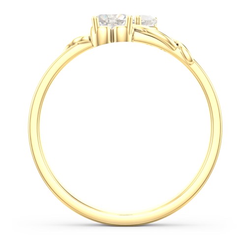 Heart of Hearts with Accent Stones Ring – 10K Yellow Gold with Cubic Zirconia and White Premium Zirconia