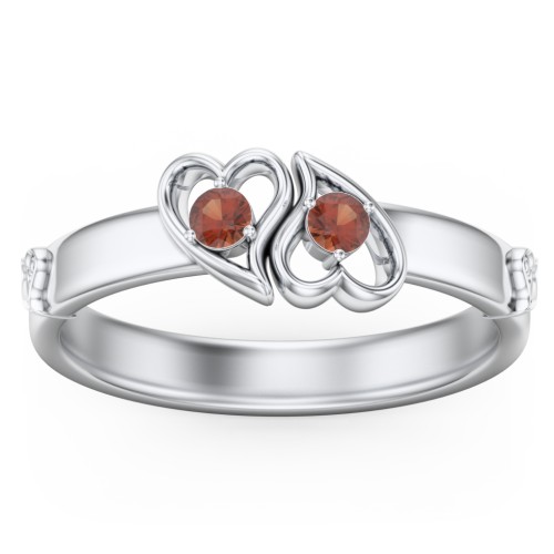 Shape of My Heart Ring – Sterling Silver with Garnet