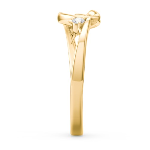 Hearts Entwined Pinky Promise Ring – 14K Yellow Gold with Cubic Zirconia