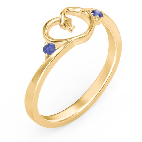 Hearts Entwined Pinky Promise Ring – 18K Gold Plated Silver with Blue Sapphire