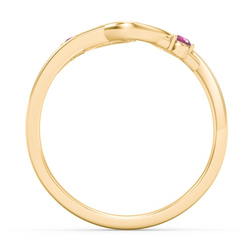 Hearts Entwined Pinky Promise Ring – 18K Gold Plated Silver with Ruby