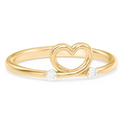 Two in Love Ring in 14K Solid Yellow Gold with Diamond