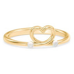 Two in Love Ring in 18K Gold Plated Silver with Opal