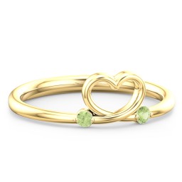Two in Love Ring in 18K Gold Plated Silver with Peridot