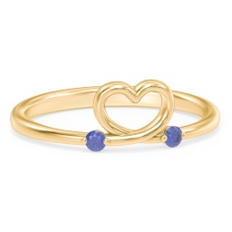 Two in Love Ring in 18K Gold Plated Silver with Blue Sapphire