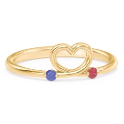 Two in Love Ring in 18K Gold Plated Silver with Blue Sapphire and Garnet
