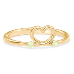 Two in Love Ring in 18K Gold Plated Silver with Peridot